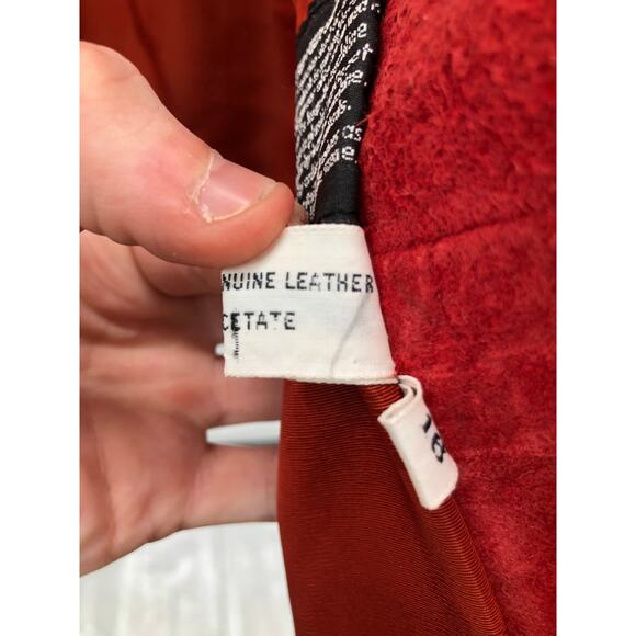 Vintage Pandara Sz 16 Red Suede Real Leather Jacket Womens - Picture 5 of 7